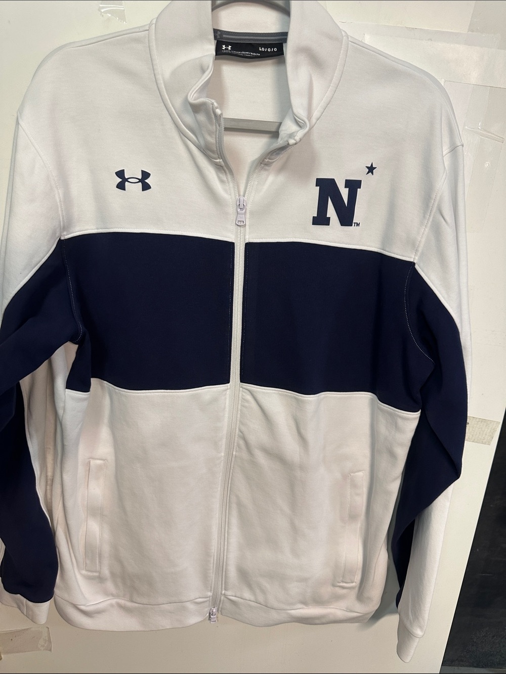 Under Armour White and Navy Full-Zip Men's Jacket with 'N' Logo size L